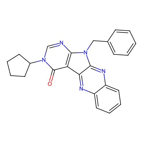 11-benzyl-3-cyclopentyl-3H-pyrimido[5',4':4,5]pyrrolo[2,3-b]quinoxalin-4(11H)-one structure