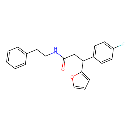 3-(4-fluorophenyl)-3-(furan-2-yl)-N-phenethylpropanamide structure