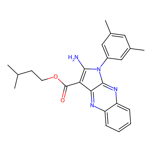 3-methylbutyl 2-amino-1-(3,5-dimethylphenyl)-1H-pyrrolo[2,3-b]quinoxaline-3-carboxylate structure