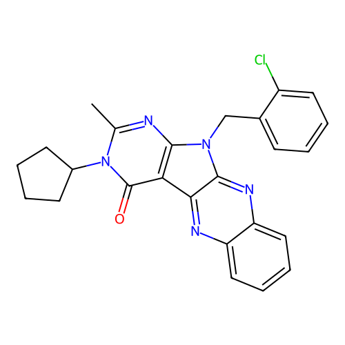 11-(2-chlorobenzyl)-3-cyclopentyl-2-methyl-3,11-dihydro-4H-pyrimido[5',4':4,5]pyrrolo[2,3-b]quinoxalin-4-one structure