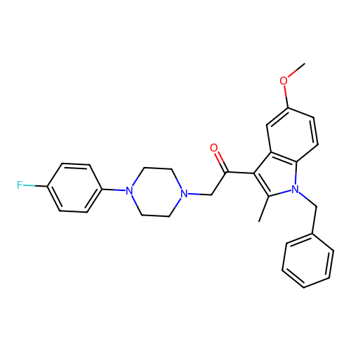 1-(1-benzyl-5-methoxy-2-methyl-indol-3-yl)-2-[4-(4-fluorophenyl)piperazin-1-yl]ethanone structure