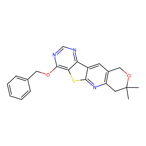 1-Benzyloxy-8,8-dimethyl-8,9-dihydro-6H-7-oxa-11-thia-2,4,10-triaza-benzo[b]fluorene structure