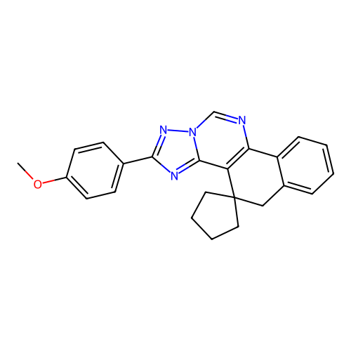 2-(4-methoxyphenyl)-5H-spiro[benzo[h][1,2,4]triazolo[1,5-c]quinazoline-4,1'-cyclopentane] structure