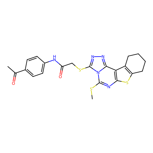 N-(4-acetylphenyl)-2-((5-(methylthio)-8,9,10,11-tetrahydrobenzo[4,5]thieno[3,2-e][1,2,4]triazolo[4,3-c]pyrimidin-3-yl)thio)acetamide structure