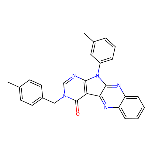 3-(4-methylbenzyl)-11-(3-methylphenyl)-3,11-dihydro-4H-pyrimido[5',4':4,5]pyrrolo[2,3-b]quinoxalin-4-one structure