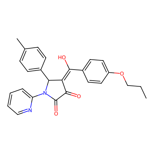 3-hydroxy-4-(4-propoxybenzoyl)-1-(pyridin-2-yl)-5-(p-tolyl)-1H-pyrrol-2(5H)-one structure