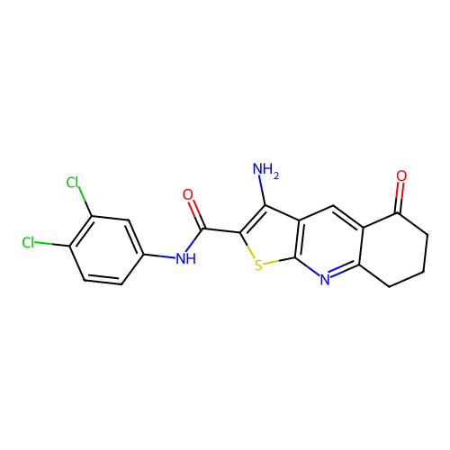 3-amino-N-(3,4-dichlorophenyl)-5-oxo-5,6,7,8-tetrahydrothieno[2,3-b]quinoline-2-carboxamide structure
