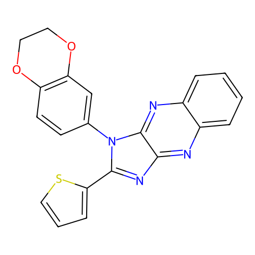1-(2,3-dihydro-1,4-benzodioxin-6-yl)-2-(thiophen-2-yl)-1H-imidazo[4,5-b]quinoxaline structure