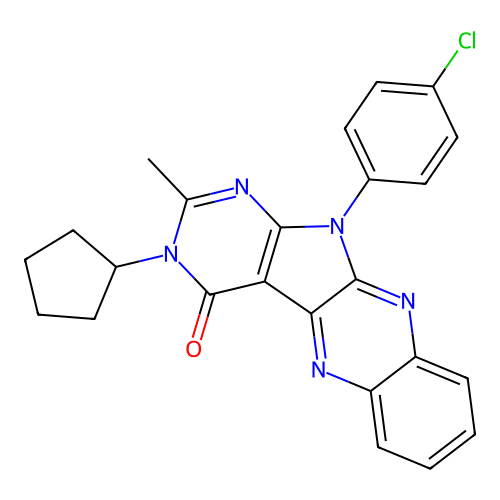 11-(4-chlorophenyl)-3-cyclopentyl-2-methyl-3H-pyrimido[5',4':4,5]pyrrolo[2,3-b]quinoxalin-4(11H)-one structure