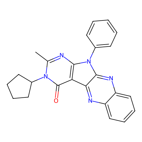 3-cyclopentyl-2-methyl-11-phenyl-3H-pyrimido[5',4':4,5]pyrrolo[2,3-b]quinoxalin-4(11H)-one structure