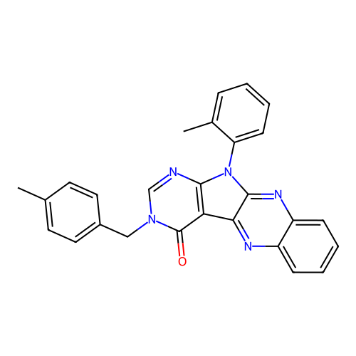 3-(4-methylbenzyl)-11-(2-methylphenyl)-3,11-dihydro-4H-pyrimido[5',4':4,5]pyrrolo[2,3-b]quinoxalin-4-one structure