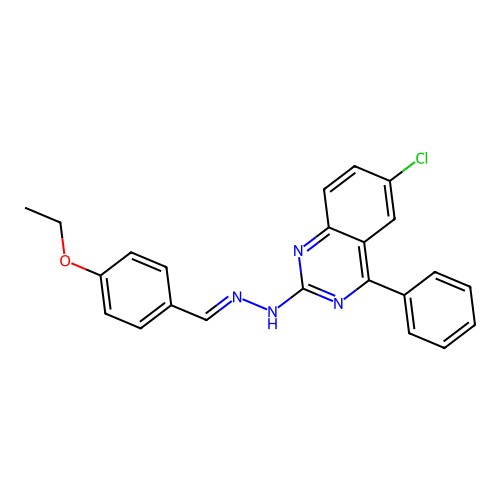 (E)-6-chloro-2-(2-(4-ethoxybenzylidene)hydrazinyl)-4-phenylquinazoline structure