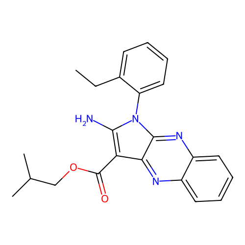2-methylpropyl 2-amino-1-(2-ethylphenyl)-1H-pyrrolo[2,3-b]quinoxaline-3-carboxylate structure