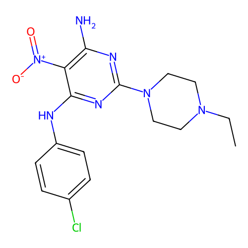 [6-Amino-2-(4-ethylpiperazinyl)-5-nitropyrimidin-4-yl](4-chlorophenyl)amine structure