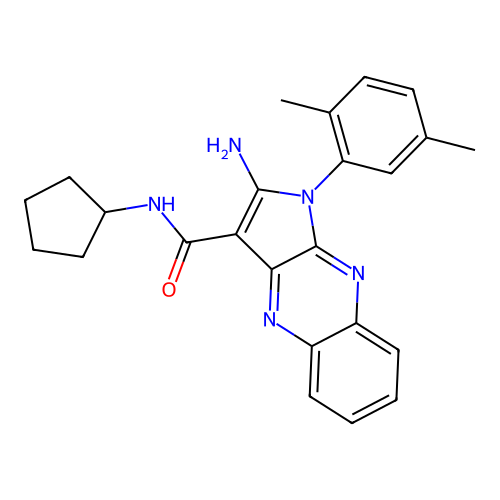 2-amino-N-cyclopentyl-1-(2,5-dimethylphenyl)-1H-pyrrolo[2,3-b]quinoxaline-3-carboxamide structure