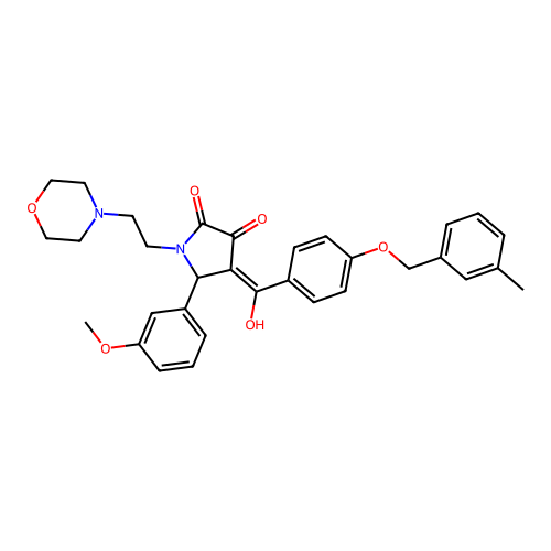 (4E)-4-(hydroxy{4-[(3-methylbenzyl)oxy]phenyl}methylidene)-5-(3-methoxyphenyl)-1-[2-(morpholin-4-yl)ethyl]pyrrolidine-2,3-dione structure