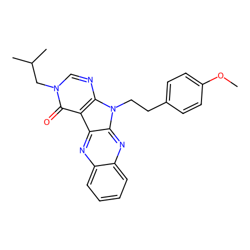 3-isobutyl-11-(4-methoxyphenethyl)-3H-pyrimido[5',4':4,5]pyrrolo[2,3-b]quinoxalin-4(11H)-one structure