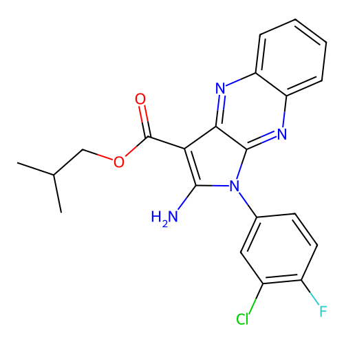 2-methylpropyl 2-amino-1-(3-chloro-4-fluorophenyl)pyrrolo[3,2-b]quinoxaline-3-carboxylate structure
