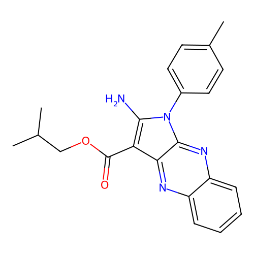 isobutyl 2-amino-1-(p-tolyl)-1H-pyrrolo[2,3-b]quinoxaline-3-carboxylate structure