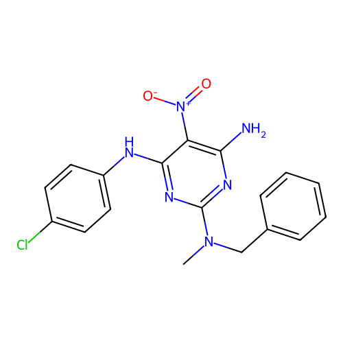 {4-Amino-6-[(4-chlorophenyl)amino]-5-nitropyrimidin-2-yl}methylbenzylamine structure