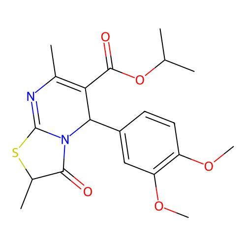 isopropyl 5-(3,4-dimethoxyphenyl)-2,7-dimethyl-3-oxo-2,3-dihydro-5H-[1,3]thiazolo[3,2-a]pyrimidine-6-carboxylate structure