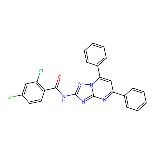 2,4-dichloro-N-(5,7-diphenyl-[1,2,4]triazolo[1,5-a]pyrimidin-2-yl)benzamide structure