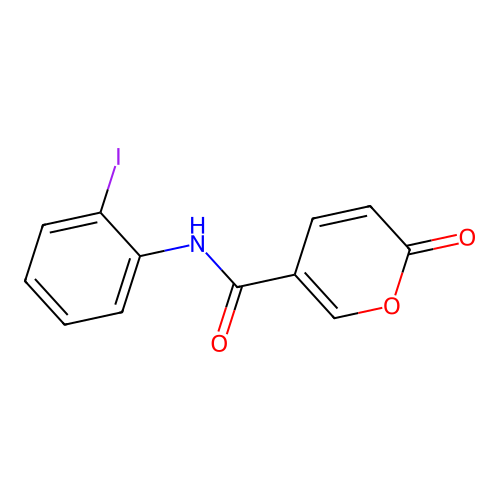 N-(2-iodophenyl)-2-oxo-2H-pyran-5-carboxamide structure