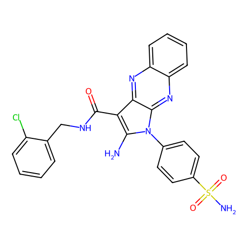2-amino-N-(2-chlorobenzyl)-1-(4-sulfamoylphenyl)-1H-pyrrolo[2,3-b]quinoxaline-3-carboxamide structure