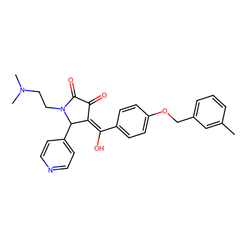 (4E)-1-(2-dimethylaminoethyl)-4-[hydroxy-[4-[(3-methylphenyl)methoxy]phenyl]methylidene]-5-pyridin-4-ylpyrrolidine-2,3-dione structure