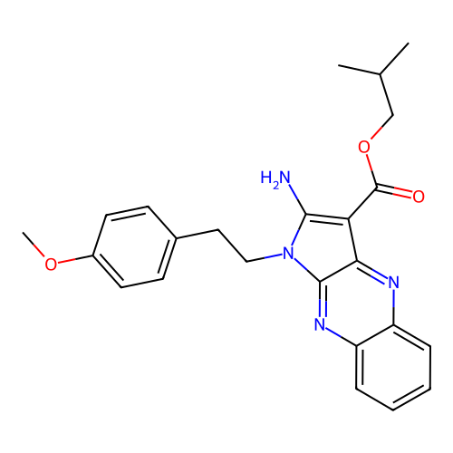 2-methylpropyl 2-amino-1-[2-(4-methoxyphenyl)ethyl]pyrrolo[3,2-b]quinoxaline-3-carboxylate structure
