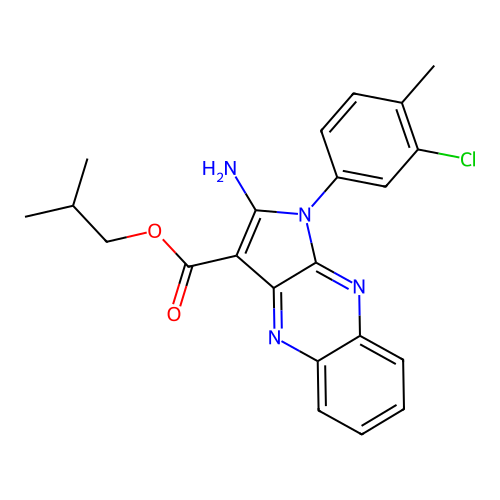 2-methylpropyl 2-amino-1-(3-chloro-4-methylphenyl)pyrrolo[3,2-b]quinoxaline-3-carboxylate structure