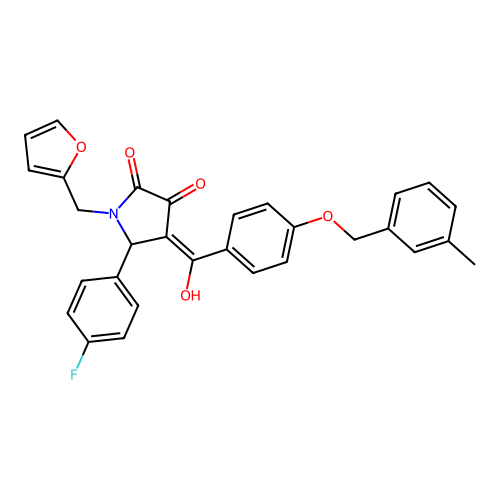 (4E)-5-(4-fluorophenyl)-1-(furan-2-ylmethyl)-4-(hydroxy{4-[(3-methylbenzyl)oxy]phenyl}methylidene)pyrrolidine-2,3-dione structure