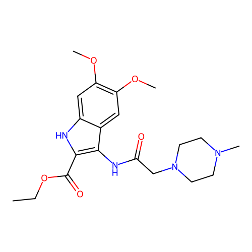 ethyl 5,6-dimethoxy-3-(2-(4-methylpiperazin-1-yl)acetamido)-1H-indole-2-carboxylate structure