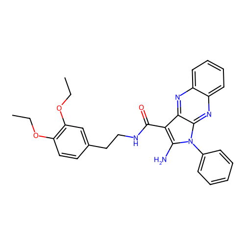 2-amino-N-(3,4-diethoxyphenethyl)-1-phenyl-1H-pyrrolo[2,3-b]quinoxaline-3-carboxamide structure