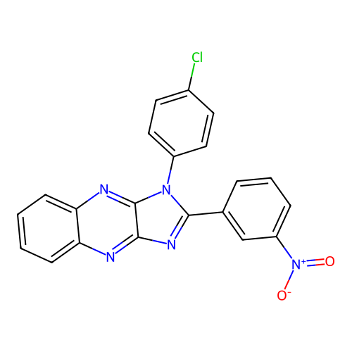 1-(4-chlorophenyl)-2-(3-nitrophenyl)-1H-imidazo[4,5-b]quinoxaline structure