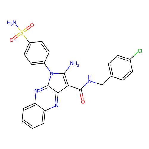 2-amino-N-(4-chlorobenzyl)-1-(4-sulfamoylphenyl)-1H-pyrrolo[2,3-b]quinoxaline-3-carboxamide structure