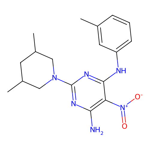 [6-Amino-2-(3,5-dimethylpiperidyl)-5-nitropyrimidin-4-yl](3-methylphenyl)amine structure