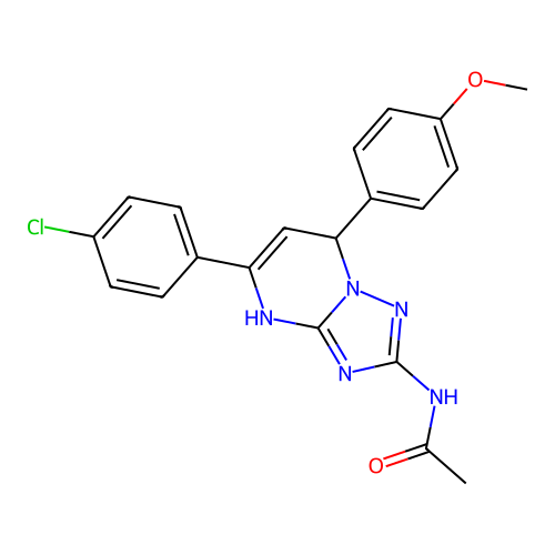 N-(5-(4-chlorophenyl)-7-(4-methoxyphenyl)-4,7-dihydro-[1,2,4]triazolo[1,5-a]pyrimidin-2-yl)acetamide structure
