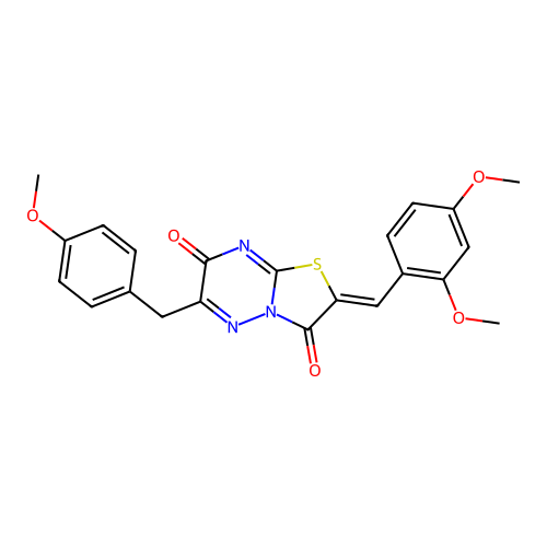 (Z)-2-(2,4-dimethoxybenzylidene)-6-(4-methoxybenzyl)-2H-thiazolo[3,2-b][1,2,4]triazine-3,7-dione structure