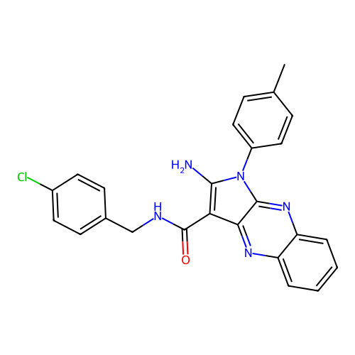2-amino-N-(4-chlorobenzyl)-1-(4-methylphenyl)-1H-pyrrolo[2,3-b]quinoxaline-3-carboxamide structure