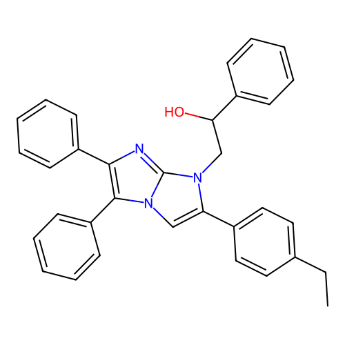 2-(2-(4-ethylphenyl)-5,6-diphenyl-1H-imidazo[1,2-a]imidazol-1-yl)-1-phenylethanol structure