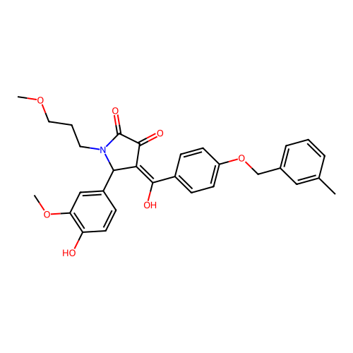 (4E)-5-(4-hydroxy-3-methoxyphenyl)-4-(hydroxy{4-[(3-methylbenzyl)oxy]phenyl}methylidene)-1-(3-methoxypropyl)pyrrolidine-2,3-dione structure