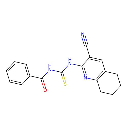N-[(3-cyano-5,6,7,8-tetrahydroquinolin-2-yl)carbamothioyl]benzamide structure