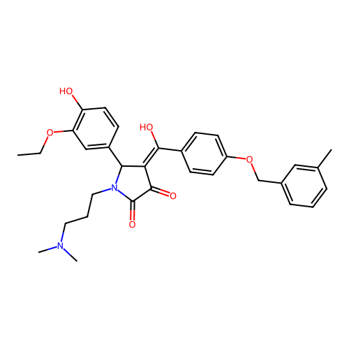 (4E)-1-[3-(dimethylamino)propyl]-5-(3-ethoxy-4-hydroxyphenyl)-4-(hydroxy{4-[(3-methylbenzyl)oxy]phenyl}methylidene)pyrrolidine-2,3-dione structure