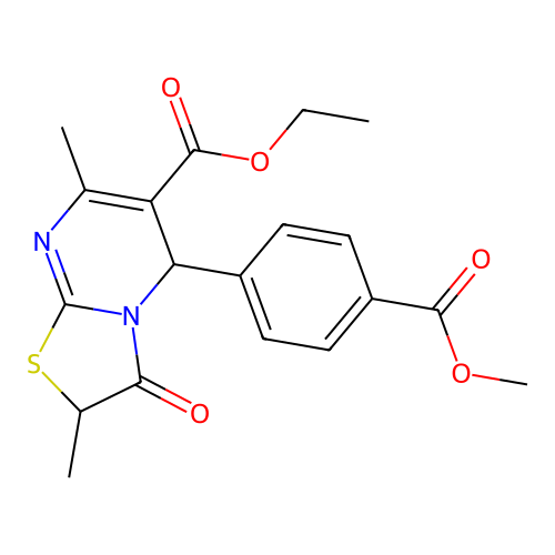 ethyl 5-[4-(methoxycarbonyl)phenyl]-2,7-dimethyl-3-oxo-2,3-dihydro-5H-[1,3]thiazolo[3,2-a]pyrimidine-6-carboxylate structure
