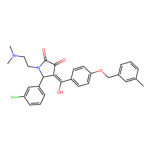 (4E)-5-(3-chlorophenyl)-1-(2-dimethylaminoethyl)-4-[hydroxy-[4-[(3-methylphenyl)methoxy]phenyl]methylidene]pyrrolidine-2,3-dione structure