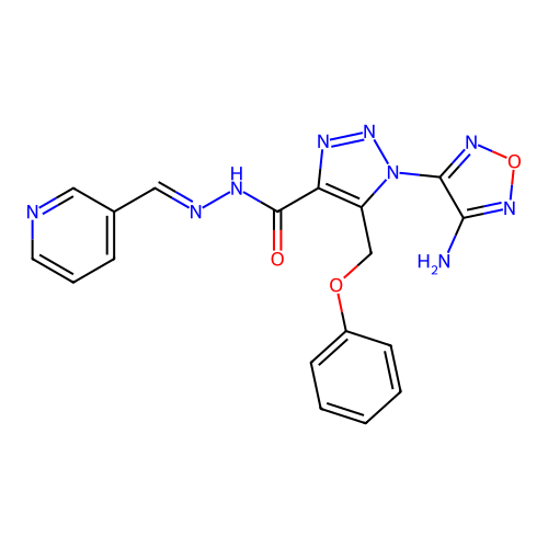 (E)-1-(4-amino-1,2,5-oxadiazol-3-yl)-5-(phenoxymethyl)-N'-(pyridin-3-ylmethylene)-1H-1,2,3-triazole-4-carbohydrazide structure