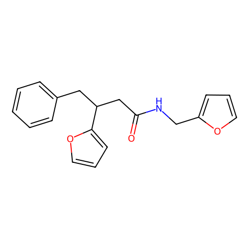 3-(furan-2-yl)-N-(furan-2-ylmethyl)-4-phenylbutanamide structure