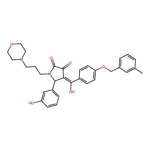 (4E)-4-(hydroxy{4-[(3-methylbenzyl)oxy]phenyl}methylidene)-5-(3-hydroxyphenyl)-1-[3-(morpholin-4-yl)propyl]pyrrolidine-2,3-dione structure