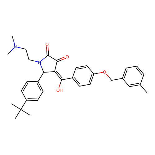 (4E)-5-(4-tert-butylphenyl)-1-(2-dimethylaminoethyl)-4-[hydroxy-[4-[(3-methylphenyl)methoxy]phenyl]methylidene]pyrrolidine-2,3-dione structure
